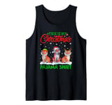 Xmas Santa Hat Reindeer Tiger Christmas Pajama Tank Top