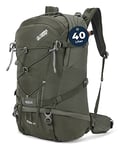 Terra Peak Flex 40 Sac à dos de randonnée pour hommes 40L vert olive Petit avec fermeture à YKK et polyester 3D Air Mesh respirant pour le trekking support système d'hydratation et