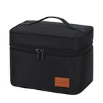 AOSBOS Sac Repas Isotherme pour Homme Femme, Sac à Lunch 7,5L Petit-glacière Souple Isotherme avec Poignée Confortable Sac Déjeuner, Style Sobre et Moderne Combiné, Noir & Motif en Nid d'abeilles