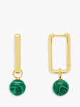 Estella Bartlett Drop Rectangle Hoop Earrings, Gold/Malachite