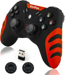 Gamepads Pc Manette Ps3,2,4g Sans Fil Gamepad Avec Double Vibration,Manette Gamer Pour Pc Windows(11/7/8/10),Ps3,Steam,Raspberry Pi,Android Smart Tv,Tv Box (Rouge)