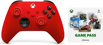 Xbox Manette rouge sans Fil - Pulse Red & Abonnement Game Pass Ultimate | 3 Mois Win 10 PC - Code jeu à télécharger