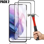 2-pack 3D-härdat glas för Samsung S21 (6,2") Svart hårdhetsglasskydd Anti-damm Anti-Oil Resistant Transparent