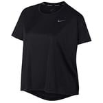 Nike Women W NK DRY MILER TOP SS PLUS T-shirt - Black/Reflective Silver, Size 3X