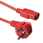 ACT Powercord Mains Connector CEE77 mâle (Angled) - C13 Rouge 0,60 m, Câble Alimentation, Cable d'alimentation