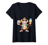 Womens Funny Summer Monkey Vacation Beach Travel Gift for Men Women V-Neck T-Shirt