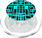 Motifs géométriques Bleu Aqua Noir Découpe PopSockets PopGrip pour MagSafe