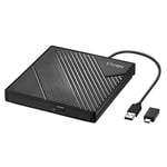 Cocopa Lecteur DVD Externe USB 3.0 Type C, Lecteur Graveur CD DVD Externe USB C Laptop Mac, Enregistreur Portable RW/ROM Transmission Rapide pour Windows 11/10/8/7, Mac OS, Apple, Linux, Laptop PC