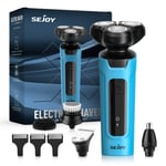 SEJOY 5in1 Mens Electric Shaver Rotary Razor Rechargeable Ear Nose Beard Trimmer