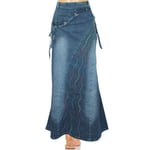 VBHJK Jupe pour Femme,Bleu Taille Haute Longue Courbe Couture Jupe en Jean Mode Élégante Printemps Été Jupe Rétro Extensible Polyvalente pour Les Femmes Filles Parti Bureau De La Mode Décontractée,