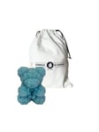 Bougie en forme d'ours avec pétales – Sac cadeau – Bougie artisanale – Diamètre 8 cm hauteur 10 cm – Bonbonnière baptême – Baby Shower – Communion – Couleur bleu – Cereria Di Giorgio