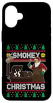 Coque pour iPhone 16 Plus Père Noël grillé au barbecue sur Smoker Ugly Smokey Christmas