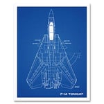 Artery8 Grumman F-14 Tomcat US Fighter Aicraft Blueprint Plan Art Print Framed Poster Wall Decor 12x16 inch