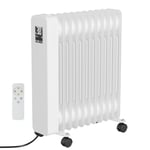 Clanmacy Radiateur électrique bain d'huile 2500W - Thermostat électronique - Télécommande - Blanc POELE A PETROLE