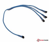 Shakmods 4 pin PWM Fan to 3 ways Y Splitter 60cm Blue Sleeved Extension Cable