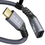 USB-förlängningskabel 4K-kabel Typ-C hane till hona förlängning Ultra HD 20 Gbps 240 W data snabb HD-överföringsledning 2 m