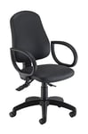 Office Hippo Desk Chair, Ergonomic Home & Office Chair With Adjustable Seat, Back & Lumbar Pump For Comfort & Support, Computer Chair With Fixed Arms For Daily Use - Black PU