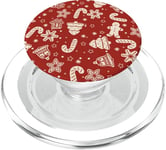 Motif neige rouge et blanc, étoile et pain d'épices. Joli motif de Noël PopSockets PopGrip pour MagSafe