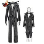 Aikuinen Kid Jack Skellington Cosplay-asu Joulu Jack Skellington Virkapuvut Raidalliset Miesten Puku Pelottava Kauhu Jack halloween-asut