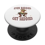 Funny Cowboy Frog Even Baddies Get Saddies Citation Yee Haw Des PopSockets PopGrip Interchangeable