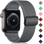 Oielai Solo Loop Strap Compatible with Apple Watch Strap 46mm 44mm 45mm 42mm 49mm, Adjustable Nylon Braided Sport Replacement Strap for iWatch SE Series 10/9/Ultra/8/7/6/5/4/3/2/1, Grey