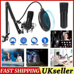 USB Condenser Microphone Kit Sound Studio Recording Podcast Mic for PC Laptop GB