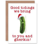 Wee Blue Coo CARD CHRISTMAS XMAS MERRY HAPPY GHERKIN TIDINGS PRESENT GIFT