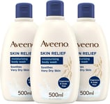 Aveeno Skin Relief Moisturising Body Wash Bundle, Brown, 3 x 500 ml