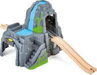 Jouet Hape Tunnel de Montagne pour Circuit Train en Bois - Enfant 3 ans et plus - Jeu Éducatif Électrique Avec Son et Lumière - Compatible Avec Les Circuits de Marque Traditionnelles