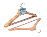 IPEA Cintres en Bois avec Design élégant – Set de 3 unités – Cintres avec Base antidérapante pour Suspendre des vêtements, des Vestes, des Chemises, des Chemises pour armoires et penderie