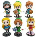 2024 ny modell The Legend of Zelda 6-pack/set 10cm Q-version Link Princess Zelda figurspeldekoration anime prydnadsföremål modell samlardockor (FMY) 6 Pcs