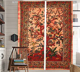 THE ART BOX Window Curtains Indian Window Drapes Set of 2 Tapestry Window Curtains Hanging Valances for Window Room Divider (Orange Tree, 50X75 Inches or 127X190CM)