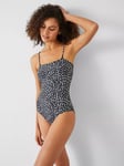 HUSH Serina Star Print Swimsuit, Black/White