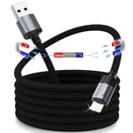 Magtame Coiled Magnetic iPhone Charger 1M, iPhone Lightning Cable for CarPlay, Braided USB A to Lightning Cord Self Winding - MFi Certified, iPhone 14/13/12/11 Pro Original Design Patent Product