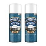 2x Hammerite Direct To Rust Hammered White Aerosol Fast Drying Spray Paint 400ml