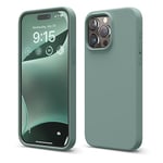 elago Liquid Silicone Case Compatible with iPhone 15 Pro Max, Premium Quality, Full Body Protection Case [4-Layer Shockproof Structure], Soft Anti-Scratch Microfiber Lining (Midnight Green)