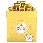 Ferrero Rocher Pralines, Christmas Chocolate Gift Box, Festive Gifts, Hazelnut Covered in Milk Chocolate and Nuts, Pack of 18 (225g)