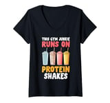 Womens This Gym Junkie runs on Protein Shakes Protein V-Neck T-Shirt