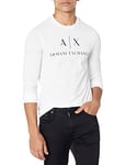 Armani Exchange A|x Shirt à Manches Longues et col Rond, Blanc, M Homme