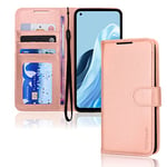 TECHGEAR Leather Wallet Case for Oppo Reno 8 Lite 5G, Flip Protective Case Cover with Wallet Card Holder, Stand & Wrist Strap - Rose Gold PU Leather with Magnetic Closure for Oppo Reno8 Lite 5G