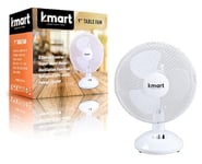 K-MART Quality Portable Desk Fan, 2 Speed, Quiet Operation, Oscillating, Desktop/Bedside Fan, Ideal for Home and Office, White (9 Inch)