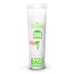 EcoBag - 20 Pack White Kitchen Drawstring Bin Liner - 30L - 25 Microns - Heavy Duty, Extra Strong, Brabantia Compatible, Eco-Friendly, Tear Resistant, Clear Recycling Bags (465 x 750mm)