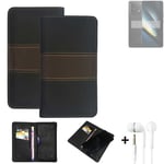 Phone Case + earphones for POCO F6 Pro Wallet Cover Bookstyle protective