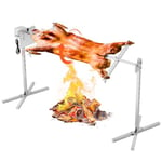 VEVOR Barbecue Rôtissoire 144,5 cm, Kit de Rôtisserie Électrique Charge 60 kg, Tournebroche Électrique Moteur Automatique 52 W, en Inox, Hauteur Réglable, avec Bouclier Thermique, pour Agneau Porcelet