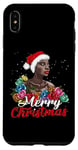 iPhone XS Max Black African Girl American Santa Melanin Flowers Christmas Case