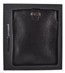 Black Ipad Case With Ballpoint Pen Faux Leather 26cm x 20.5cm Gift Boxed Set