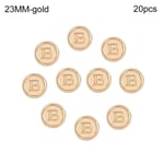 20st Metall Bokstav B-knappar Skjortknappar GULD 23MM20ST 20ST gold 23MM20pcs-20pcs