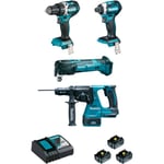 Pack 4 outils 18V (DDF484 + DTD154 + DHR243 + DTM51) + 3 batteries 5 Ah + chargeur + coffret MAKPAC - MAKITA - DLX4109TJ