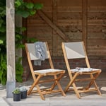 Bois Dessus Bois Dessous - Chaise de jardin en acacia massif fsc et textilène gris pliante (lot de 2) - Naturel