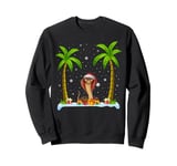 Snake Santa Hat Palm Tree Beach Xmas Pajama Sweatshirt